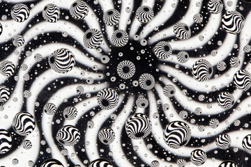 Abstract lines through drops of water on a glass macro 