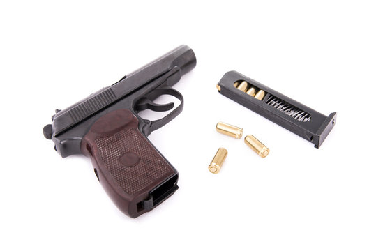 Makarov pistol legally modifaid to travmatic pistol, isolated