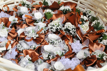 Neckwear with flowers for decoration at weddings