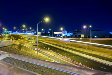 Bau einer Strasse, Strassen Baustelle bei Nacht, Roe Highway, Westaustralien, Perth, Western Australia