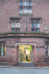 An old stone wall of a church in England