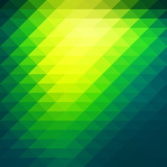 Bright yellow green rows of triangles background, square