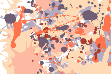 Orange beige grey ink splashes background