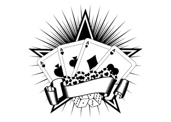 playing cards dice chips