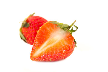 Strawberry whole and sliced piece Isolated