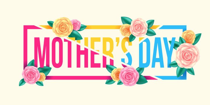 Floral Mothers Day Graphic Design.Mother's Day letter with flowers for Mothers Day Promotion offer,Web banner.leaves and flowers decoration.Vector illustration.