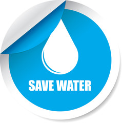 Save water blue Label, Sticker, Tag, Sign And Icon Banner Business Concept, Design Modern.