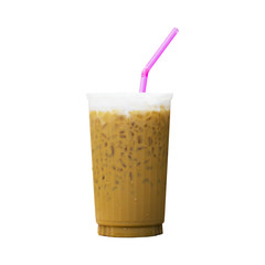 Ice coffee in glass islated on white background