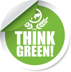Think green! green Label, Sticker, Tag, Sign And Icon Banner Business Concept, Design Modern.