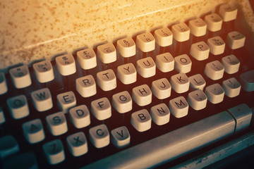 Antique Typewriter. Vintage Typewriter Machine Closeup