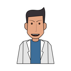 colorful silhouette half body caricature doctor male vector illustration