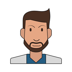 colorful silhouette half body man bearded vector illustration