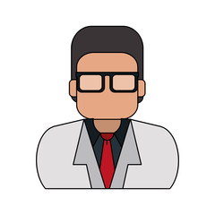 colorful silhouette half body executive faceless man with glasses vector illustration