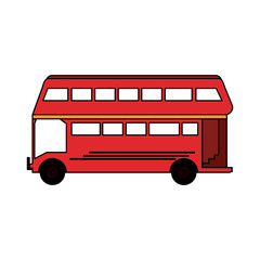 colorful silhouette red two floor bus transport vector illustration