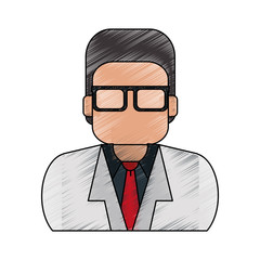 color pencil half body executive faceless man with glasses vector illustration