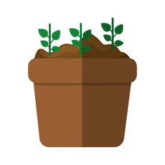 green plant in a pot icon over white background. vector illustration