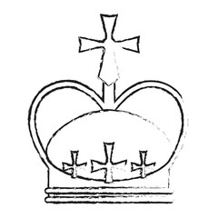 blurred silhouette crown with decorative cross vector illustration