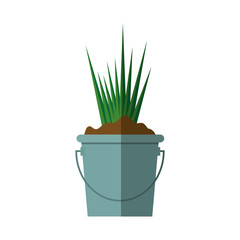 green plant in a pot icon over white background. vector illustration