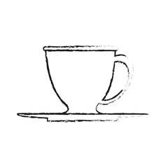 blurred silhouette dish porcelain with cup vector illustration