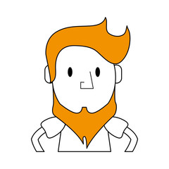 sketch color silhouette half body caricature man with long beard vector illustration