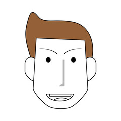 sketch color silhouette front view face man with hairstyle and smile vector illustration