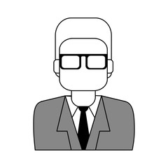 sketch color silhouette half body executive man with glasses vector illustration