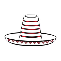 sketch color silhouette mexican hat accesory costume vector illustration