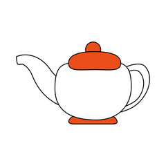 sketch color silhouette tea kettle for hot drinks vector illustration