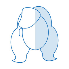 blue silhouette shading faceless front view woman with hairstyle vector illustration