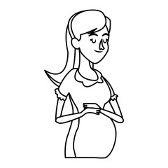 pregnant woman belly maternity outline vector illustration