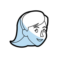 face woman head smile flat linear vector illustration
