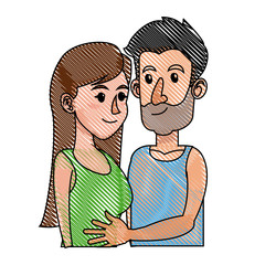 drawing embracing couple relationship together vector illustration