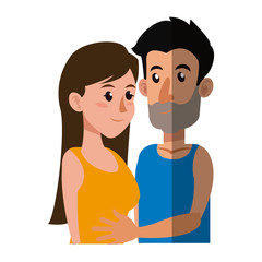 embracing couple relationship together shadow vector illustration