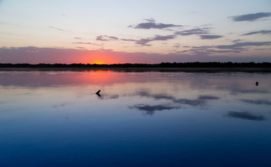 sunset on the lake as a backdrop