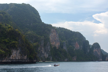 Fototapeta na wymiar View of the western uninhabited part of the island Phi Phi Don,Thailand