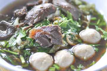 braised beef stew or beef soup with meatball and vegetable