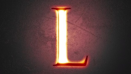 Engraved letter L shining on stone background, seamless loop - Powered by Adobe