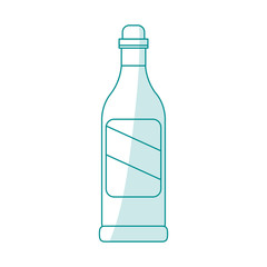 blue silhouette shading cartoon glass bottle of wine vector illustration