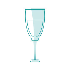 blue silhouette shading cartoon glass cup with wine vector illustration