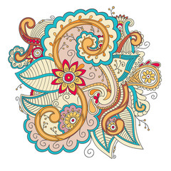 Beautiful decorative floral ornamental sketchy pattern, doodle style