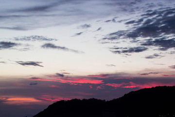 Twilight sky with blue and purple color.