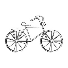 Fototapeta na wymiar black blurred silhouette cartoon antique bicycle transport vector illustration