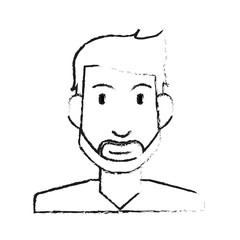 blurred silhouette half body man bearded vector illustration