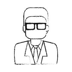 blurred silhouette half body executive man with glasses vector illustration