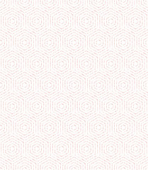 Geometric repeating ornament with hexagonal pink dotted elements. Seamless abstract modern pattern