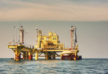 Fototapeta premium Offshore platform in south of Thailand, Metal background