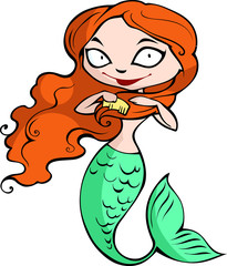 beautiful elegant cartoon fantasy mermaid 