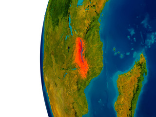 Malawi on model of planet Earth