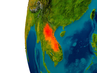 Laos on model of planet Earth