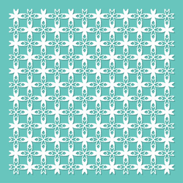 Decorative panel for laser cutting. Universal mosaic geometric pattern. The ratio is 1: 1. Vector illustration.